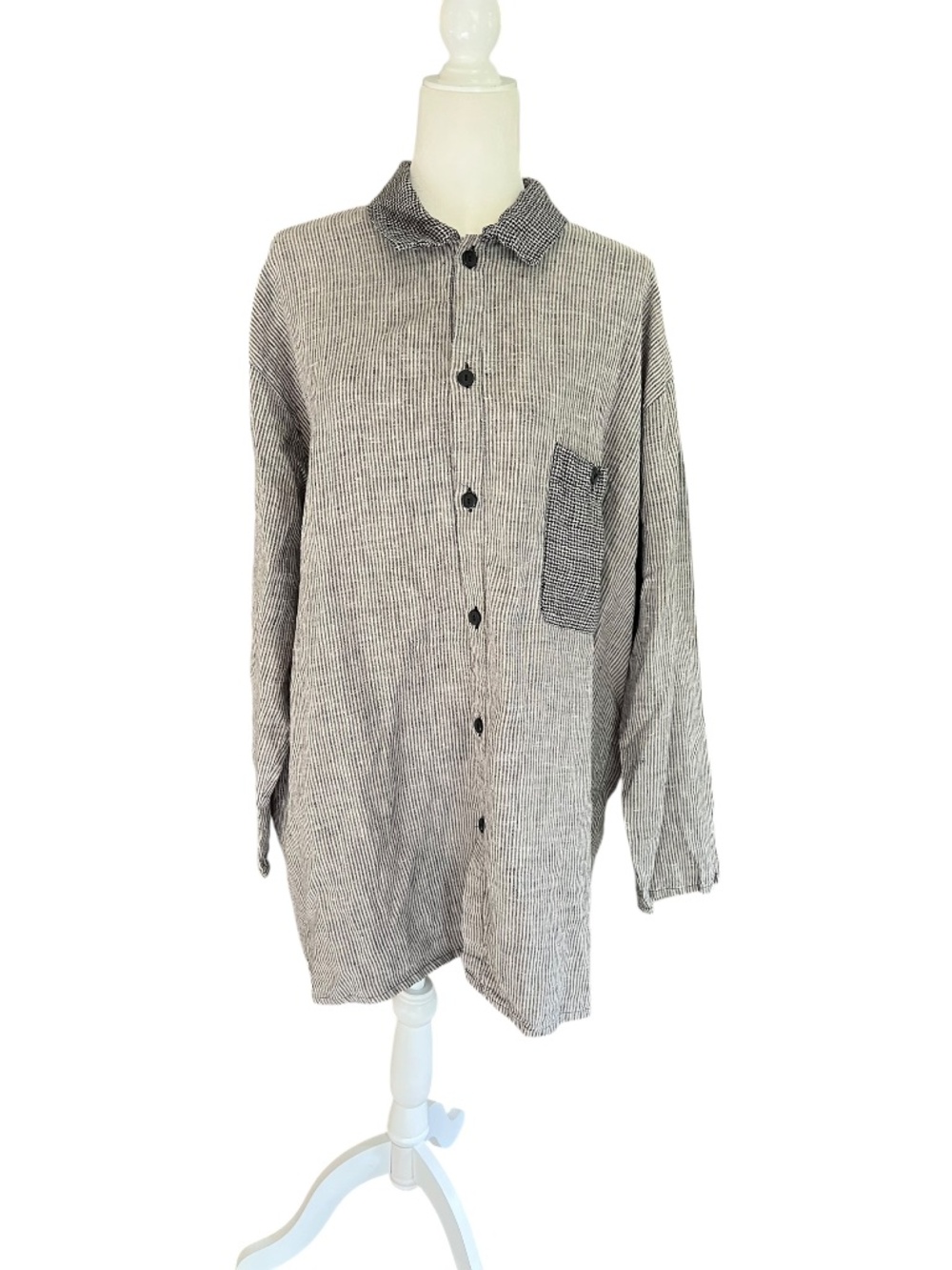 Vintage 90's FLAX By Angelhart Long-Sleeve Linen Shirt